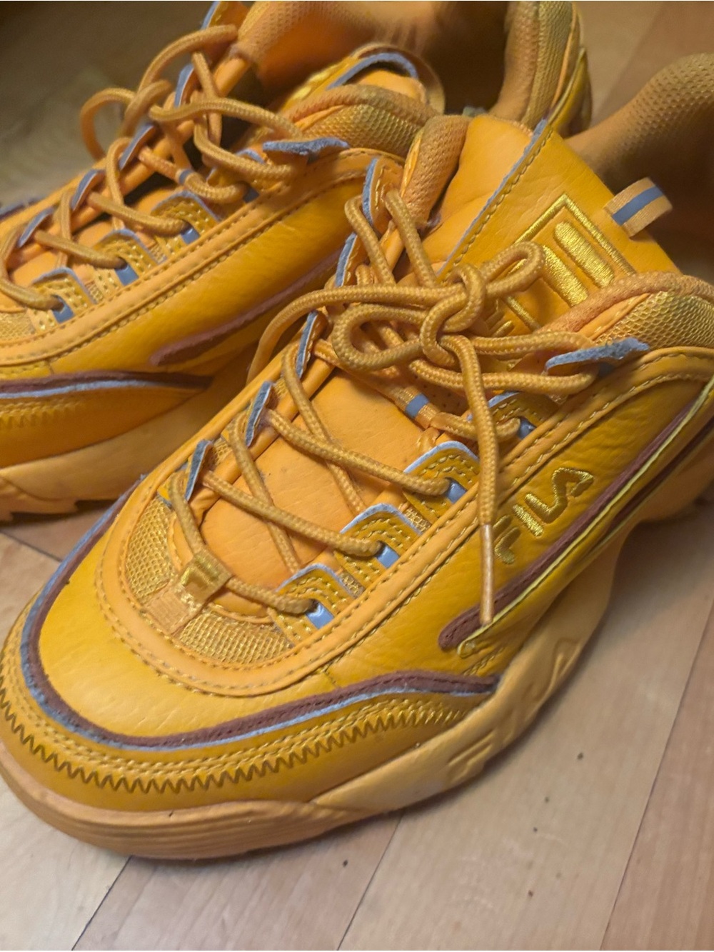 FILA Men's Yellow Chunky Sneakers with Blue Trim